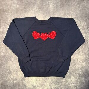 Vintage Grandma Granny Heart Crewneck Sweatshirt Navy Women's‎ XL Made USA